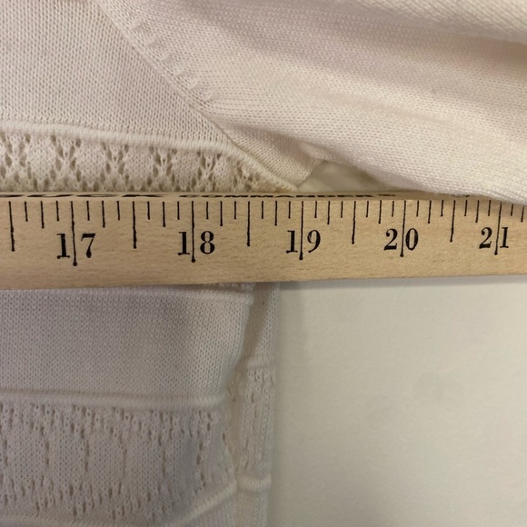 Women's Lands End Fancy White Supima Cotton 3/4 Length Blouse Sweater L Classic - Picture 13 of 15